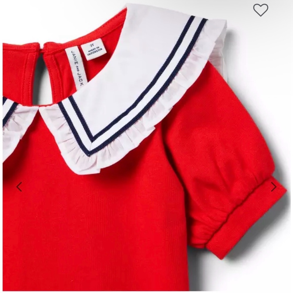 Janie and Jack Red Sailor Collar Blouse - Picture 3 of 7